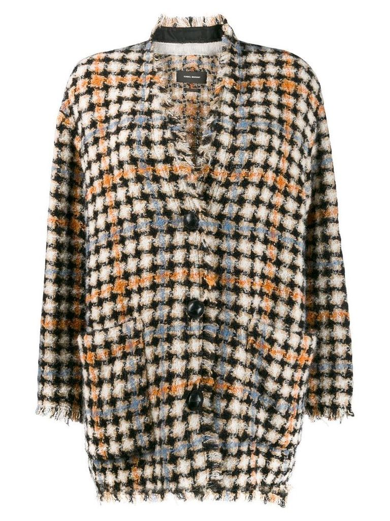 Isabel Marant oversized check print knitted coat - Neutrals
