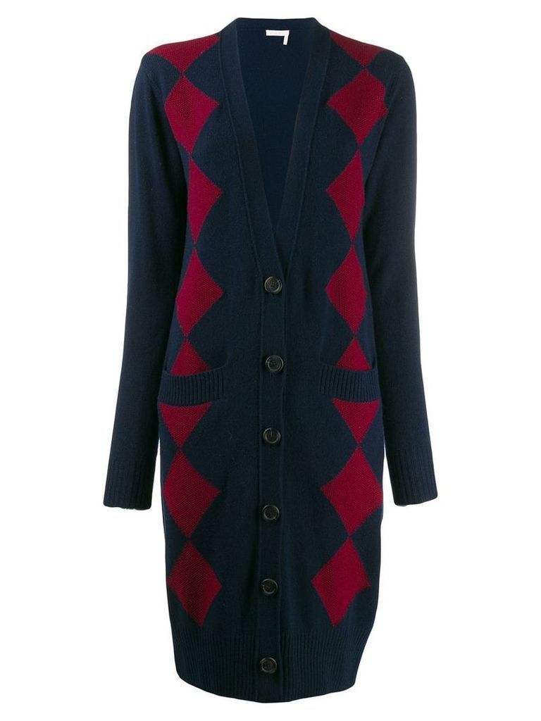 See by Chloé long patterned cardigan - Blue