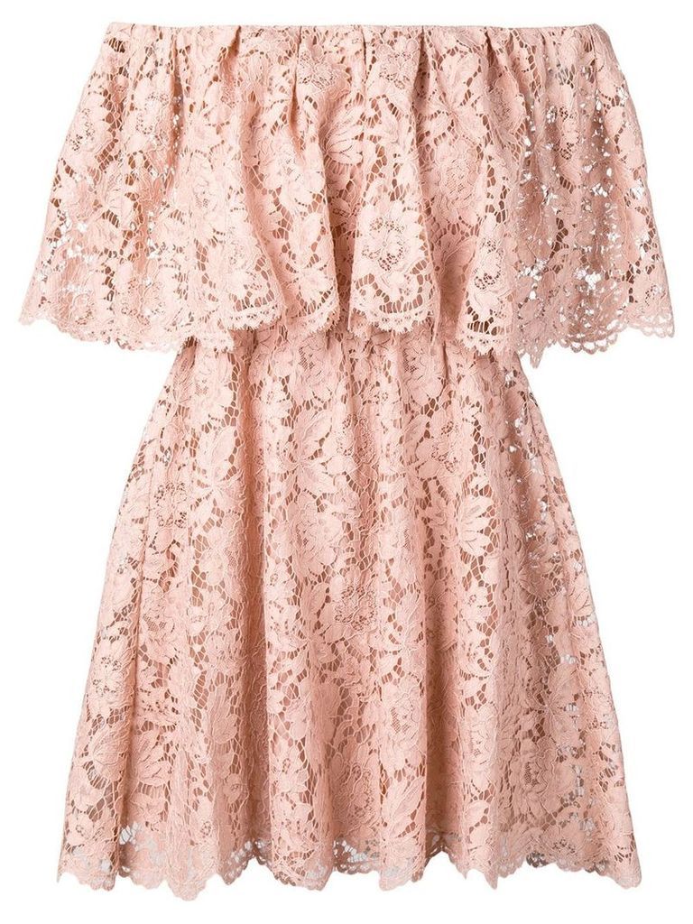 Valentino floral lace off-shoulder dress - Pink