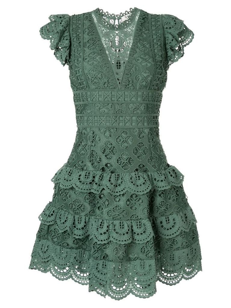 Sea embroidered flared dress - Green