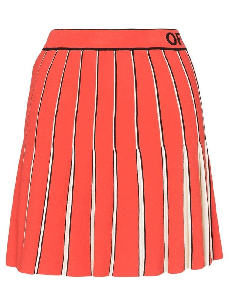 Off-White logo-printed pleated skirt - Red