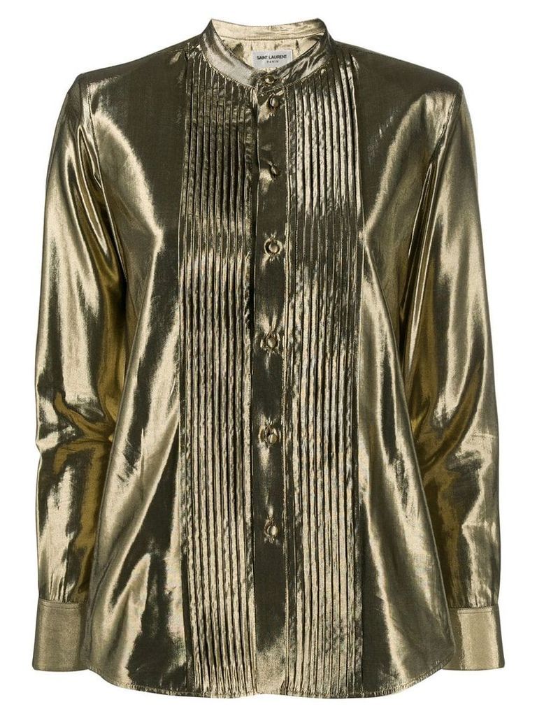 Saint Laurent front pleats metallic shirt - GOLD