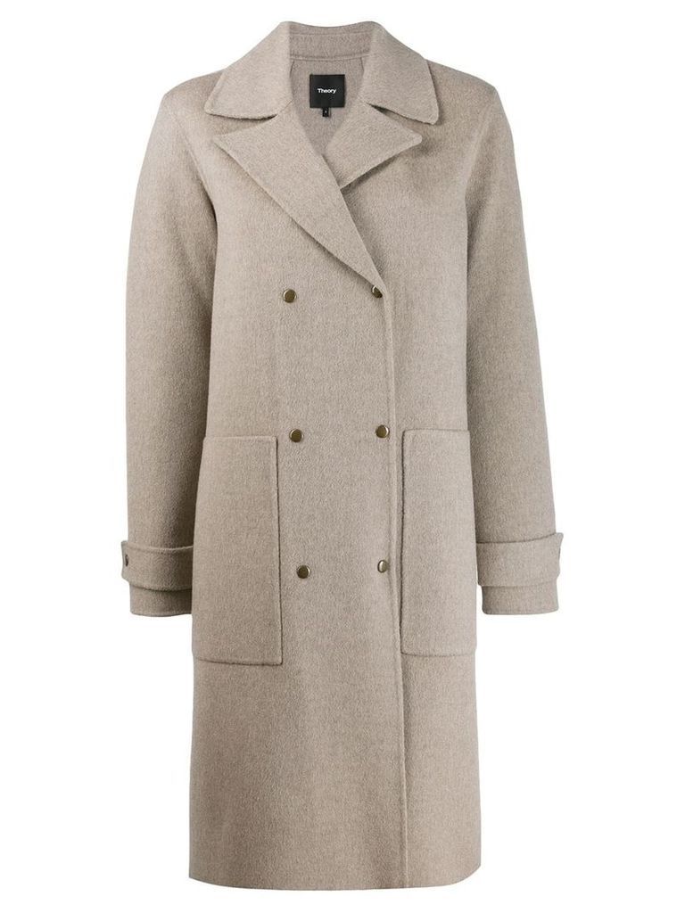 Theory double-breasted fitted coat - NEUTRALS