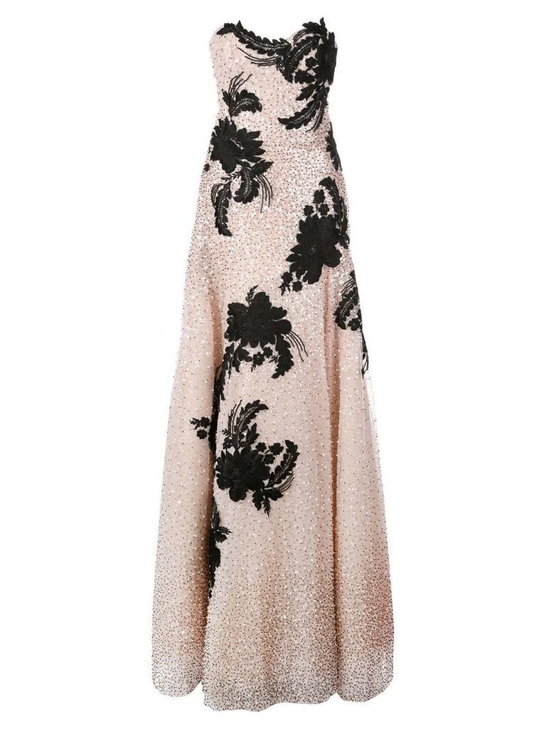 Marchesa floral embroidered gown - PINK