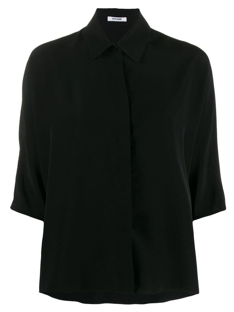 Styland button collar blouse - Black