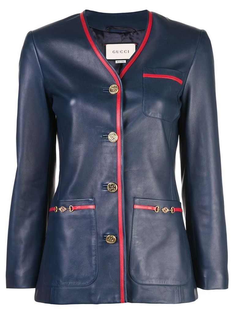 Gucci tailored leather blazer - Blue