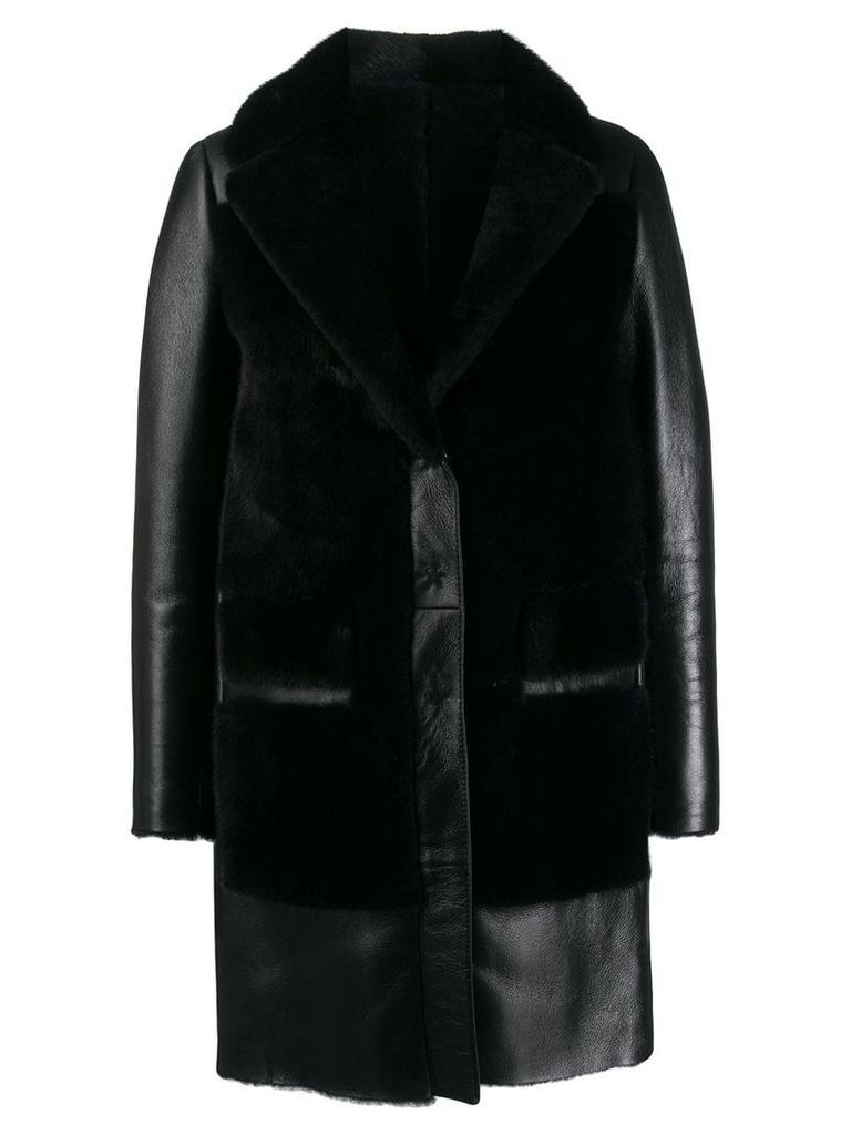 Blancha textured single-breasted coat - Black