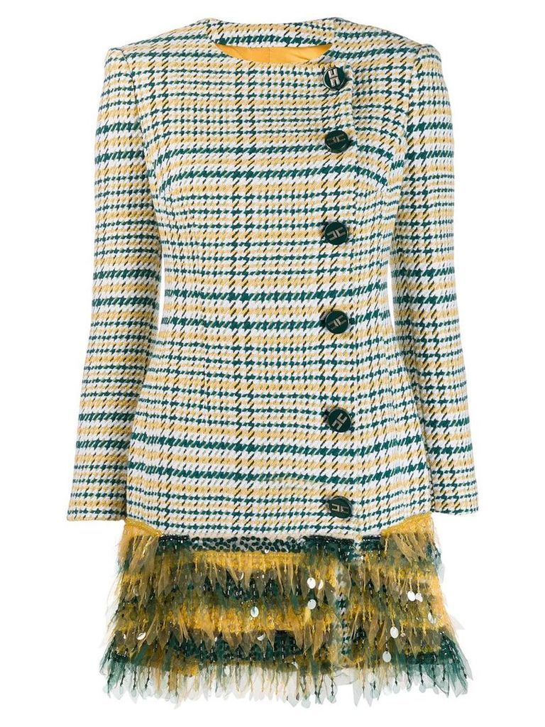 Elisabetta Franchi checkered fitted coat - Green