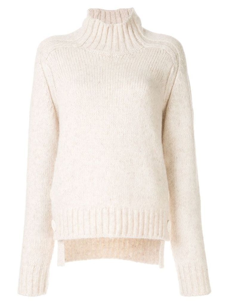 Nº21 side button polo neck jumper - White