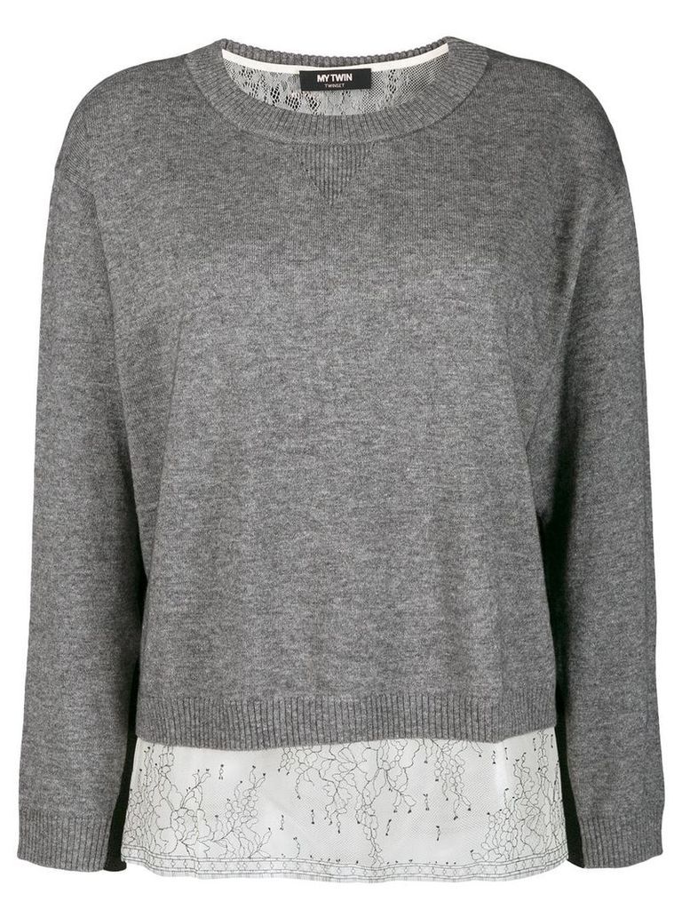 Twin-Set boxy jumper with slip top - Grey