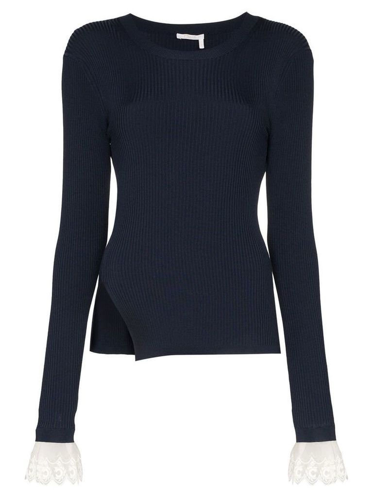Chloé lace-embellished bodysuit jumper - Blue