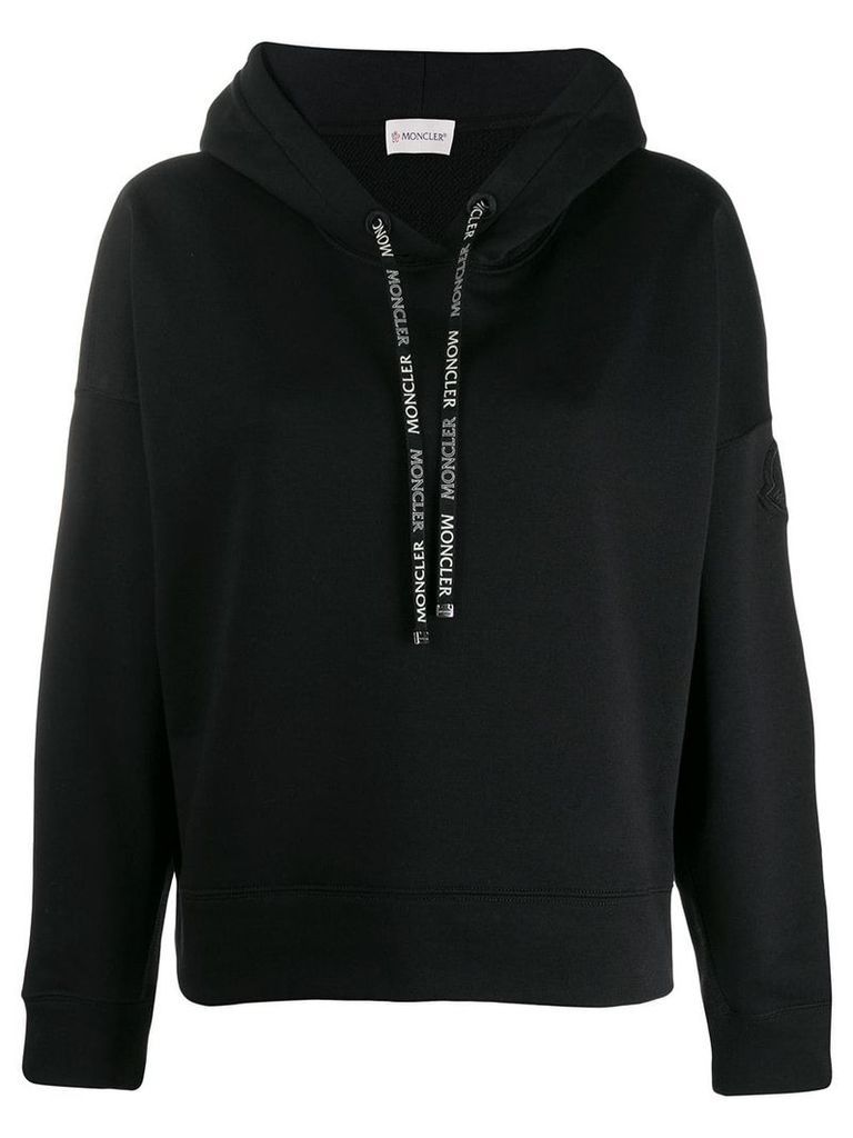 Moncler logo drawstrings hoodie - Black