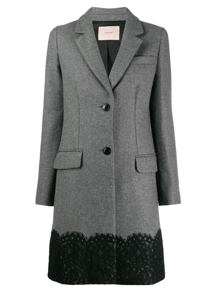 Twin-Set lace appliqué coat - Grey