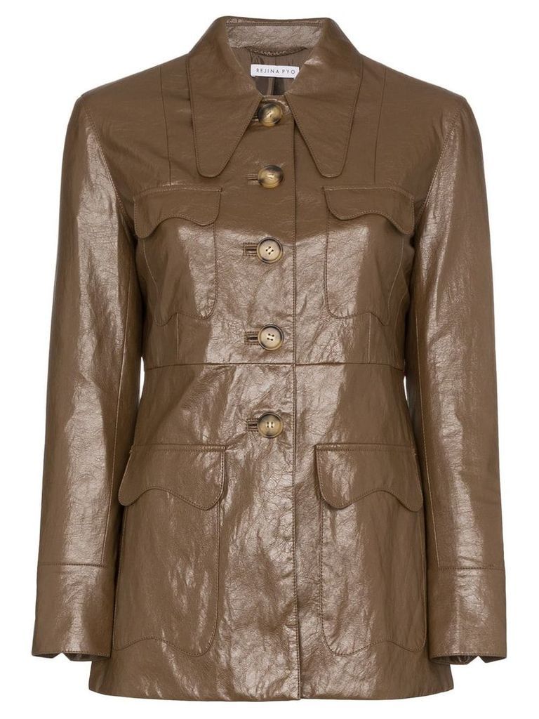Rejina Pyo faux leather single-breasted blazer - Brown