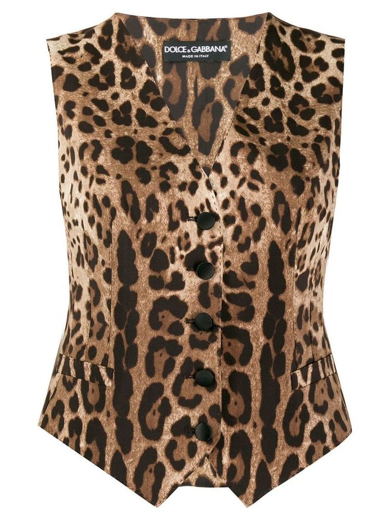 Dolce & Gabbana leopard print waistcoat - Brown