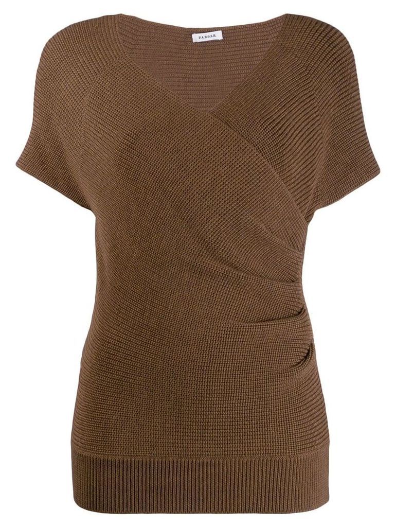 P.A.R.O.S.H. wrap-style knitted top - Brown
