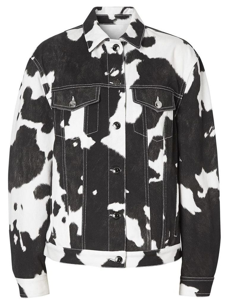 Burberry Cow Print Denim Jacket - Black