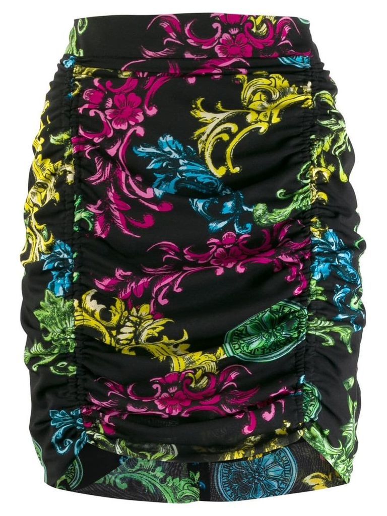 Versace Jeans Couture floral brocade mini-skirt - Black
