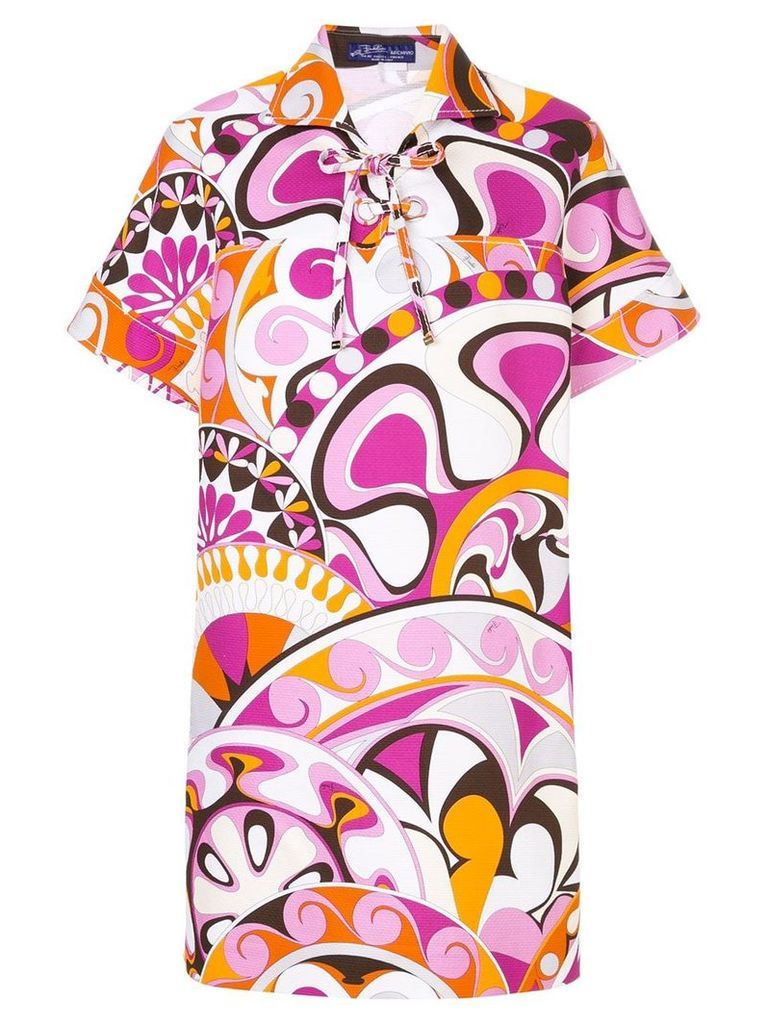 Emilio Pucci printed laced collared dress - PINK