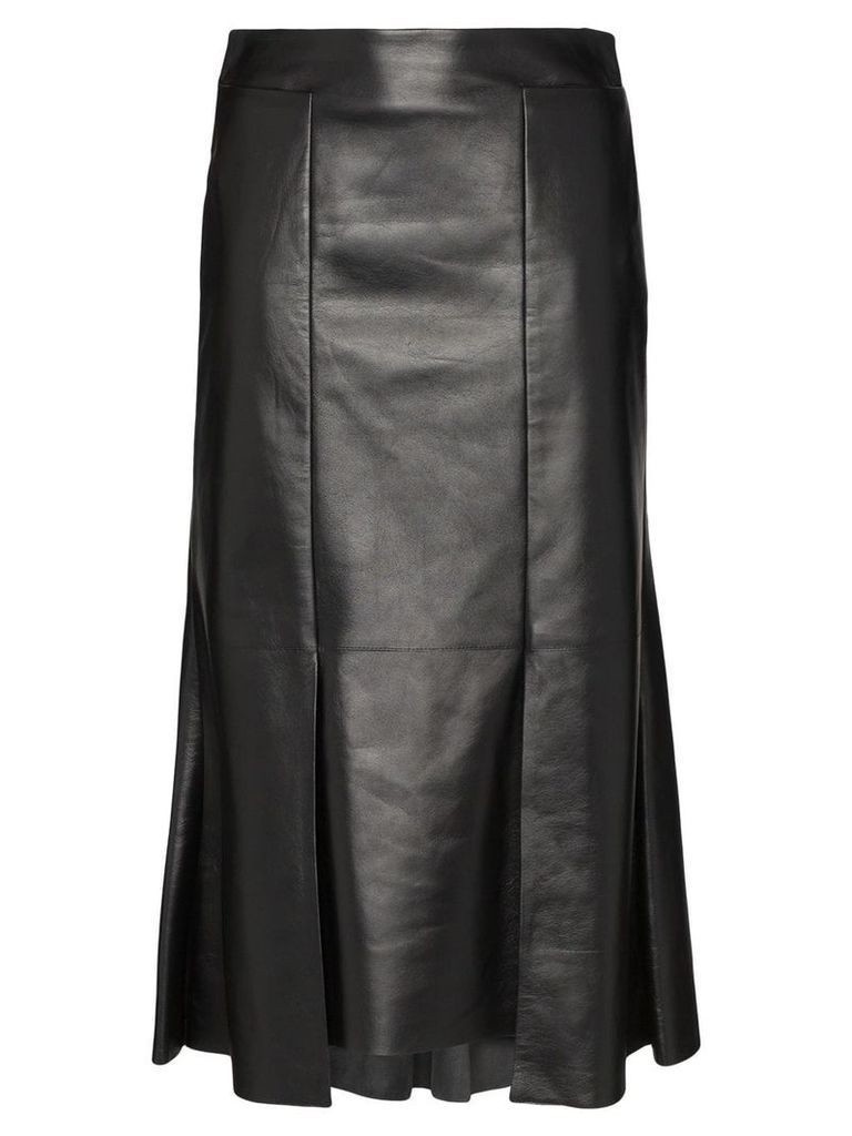 Alexander McQueen asymmetric flared midi leather skirt - Black