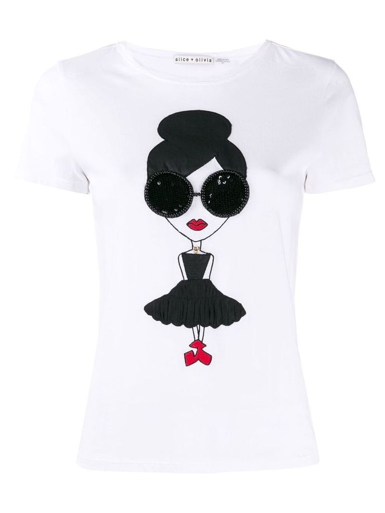 Alice+Olivia Rylyn embellished T-shirt - White