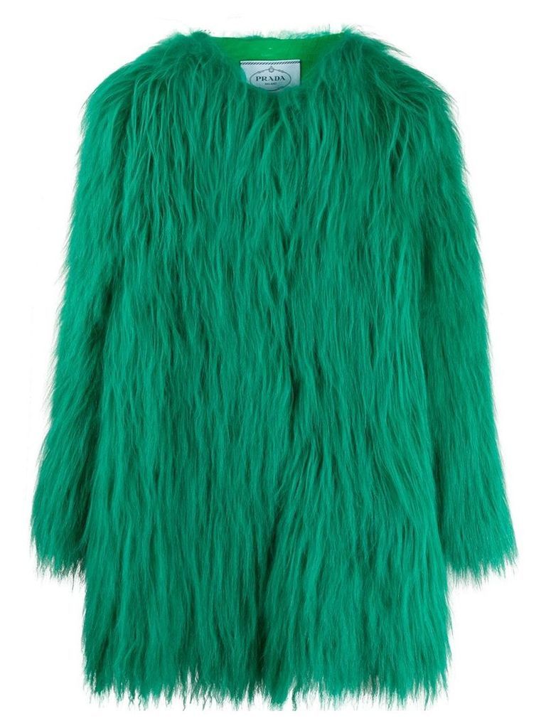 Prada textured fur coat - Green