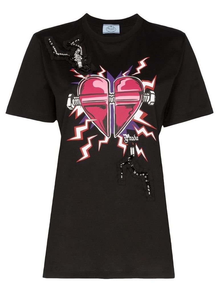 Prada Heart-print T-shirt - Black