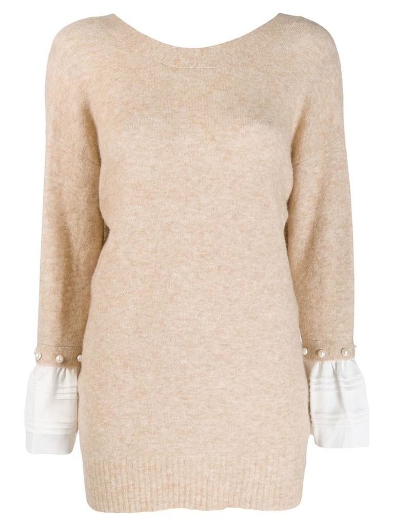 3.1 Phillip Lim faux pearl sleeve detailed sweater - Neutrals