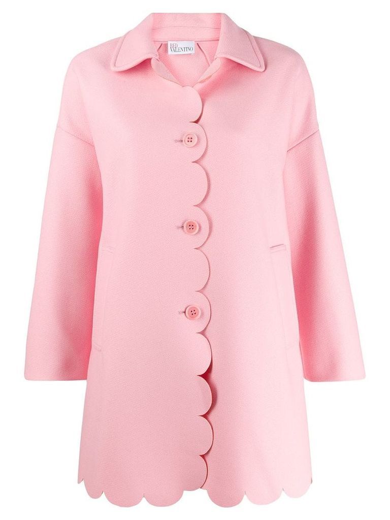 Red Valentino scalloped single-breasted coat - PINK