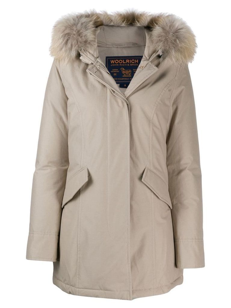 Woolrich faux fur hooded coat - Neutrals