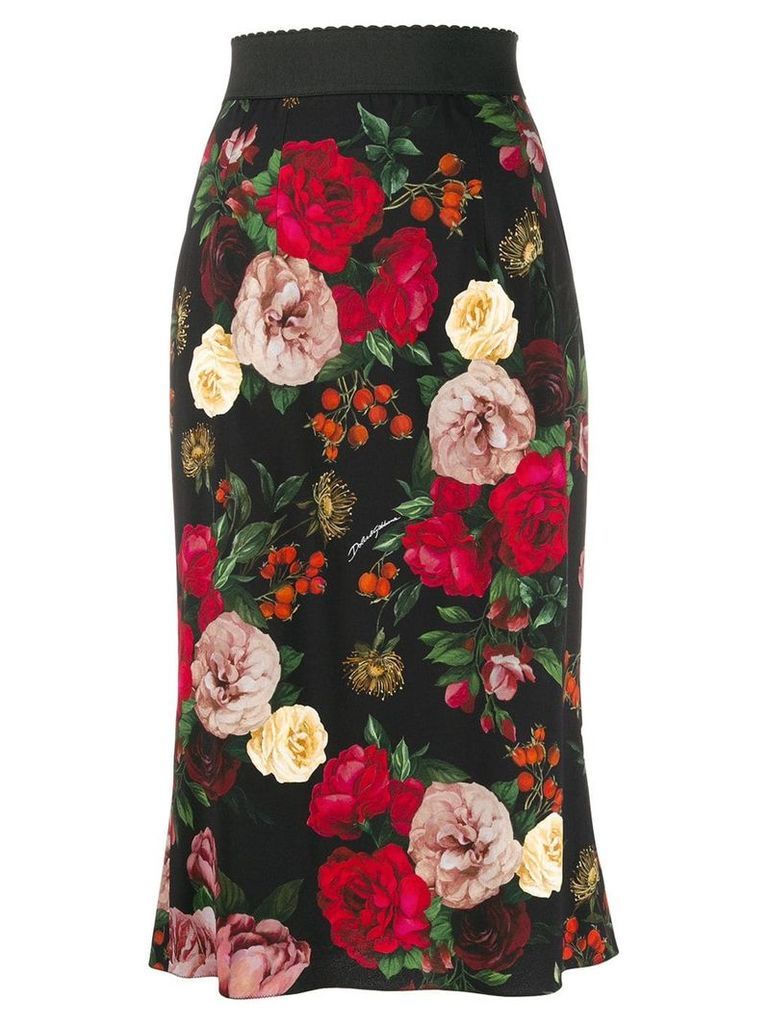 Dolce & Gabbana high waisted floral skirt - Black