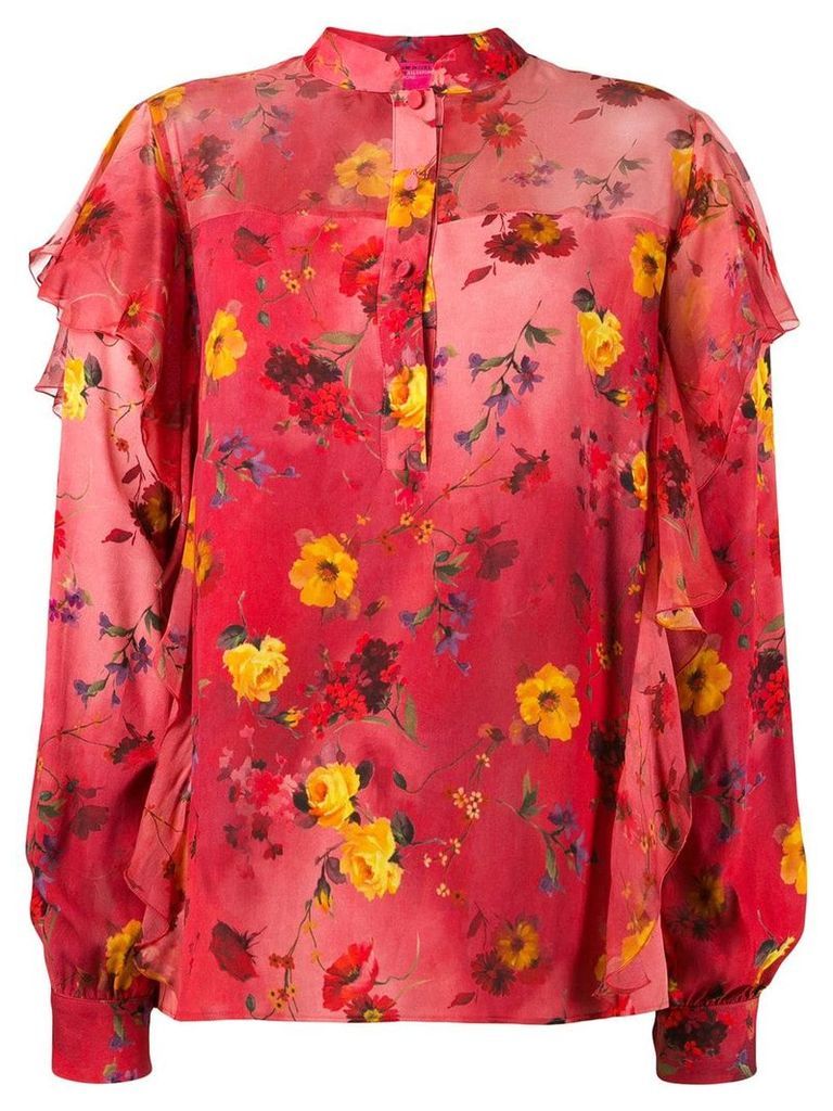 Blumarine ruffled floral print blouse - Red