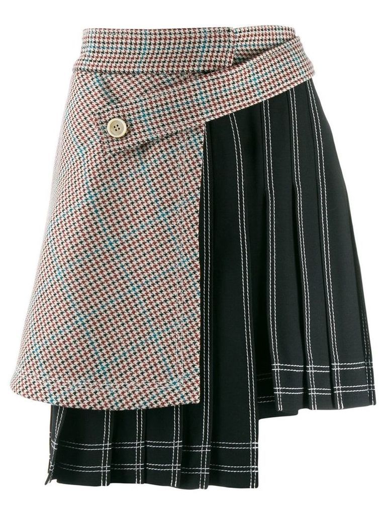 Off-White houndstooth panel pinstriped skirt - Black