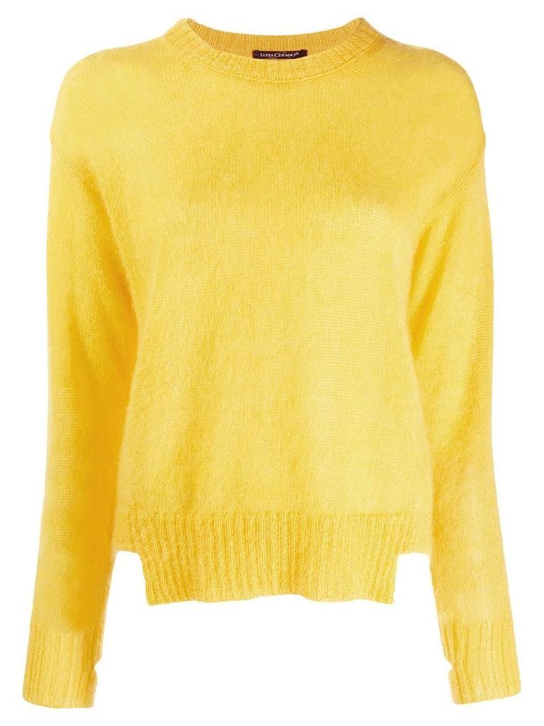 Luisa Cerano cut hem fuzzy jumper - Yellow