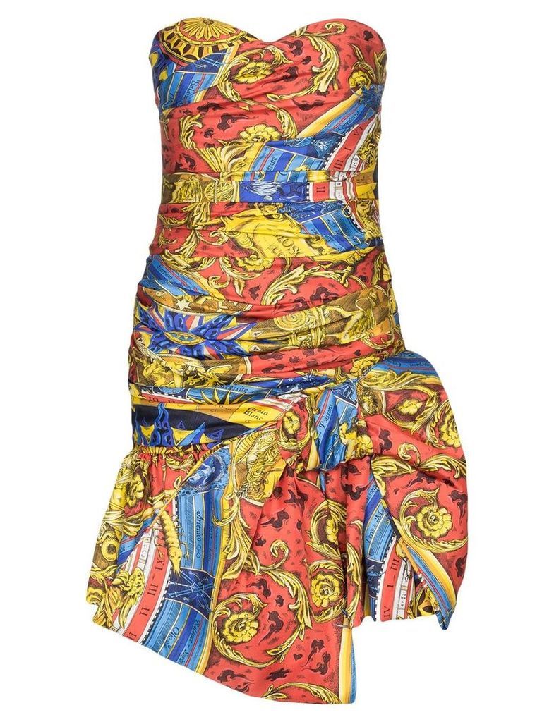 Moschino baroque-print ruched dress - 1888 MULTICOLOURED