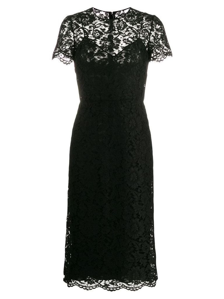Valentino floral lace midi dress - Black