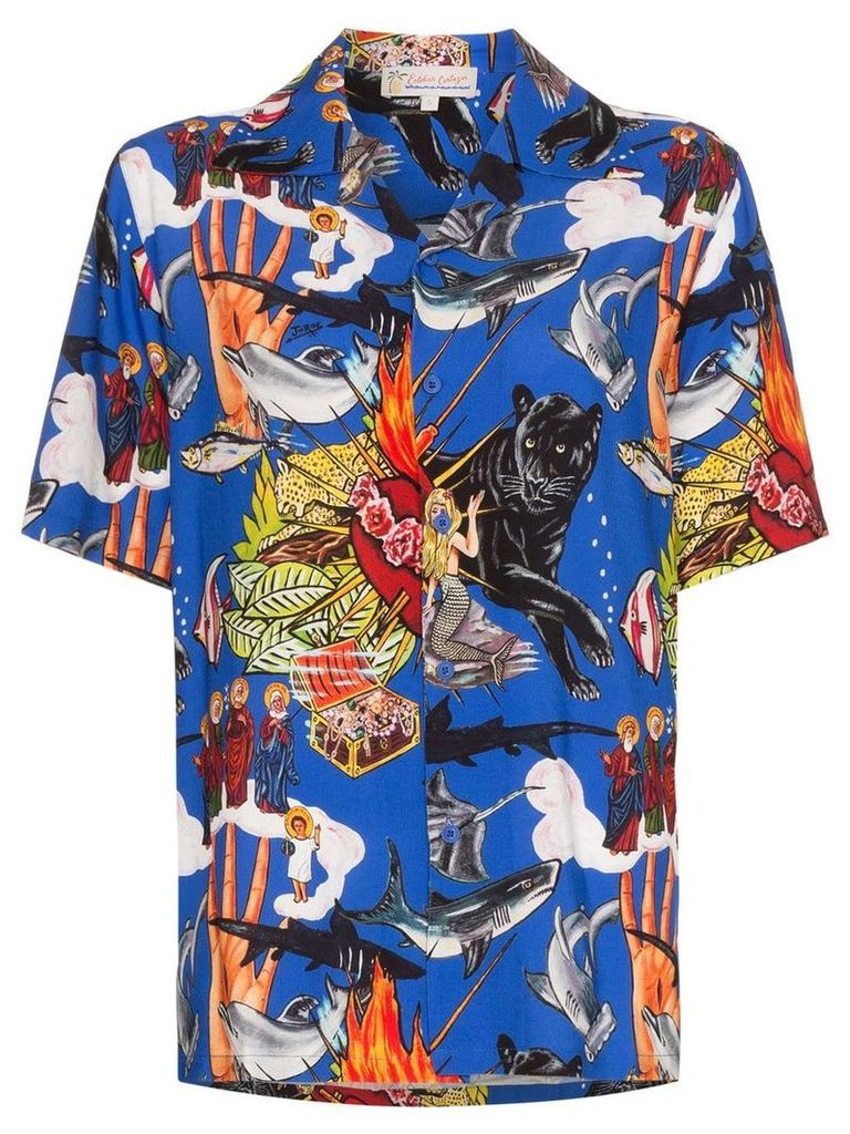 Esteban Cortazar sea-life print shirt - MULTICOLOURED
