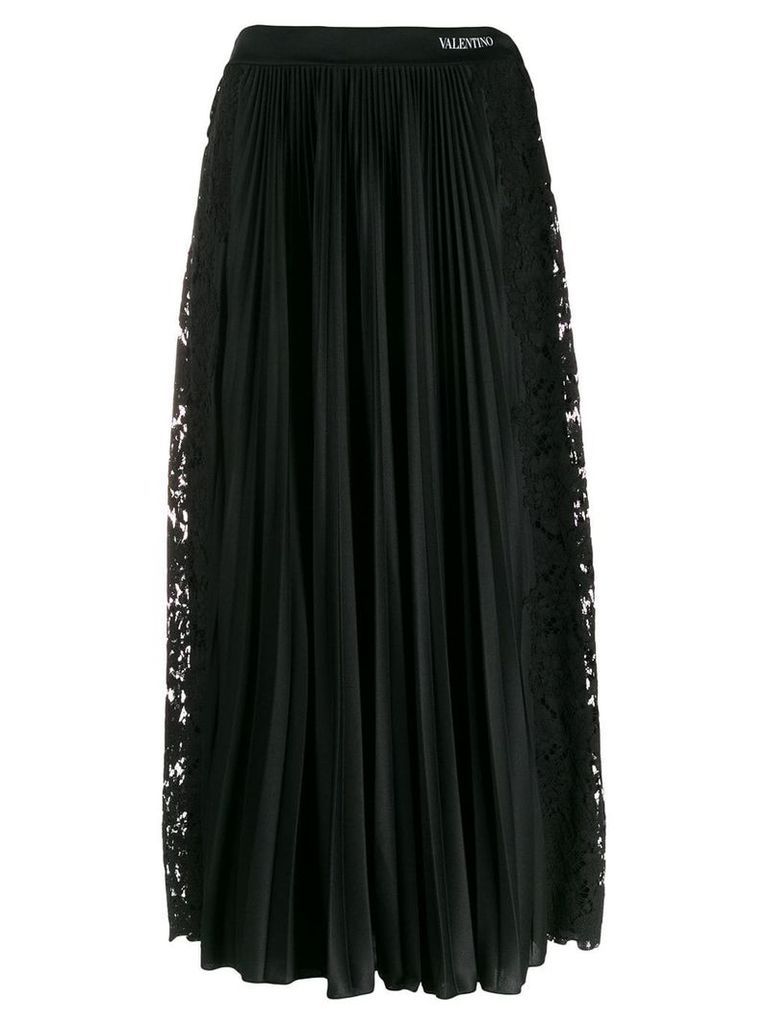Valentino pleated lace detailed skirt - Black