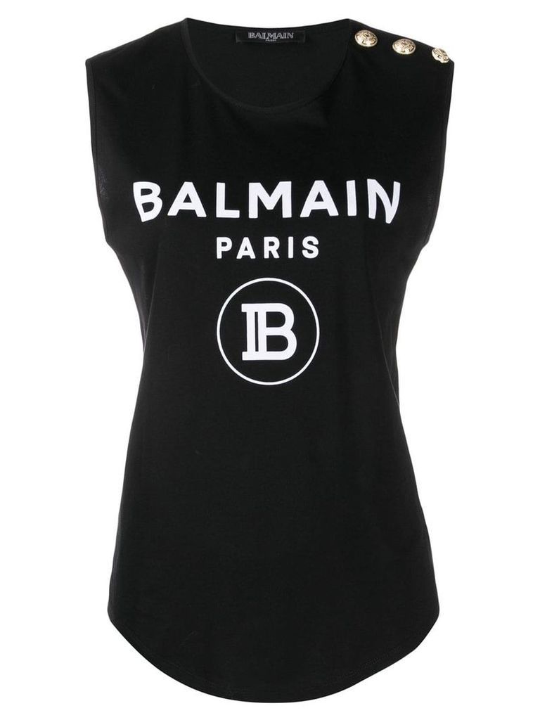 Balmain printed logo vest - Black