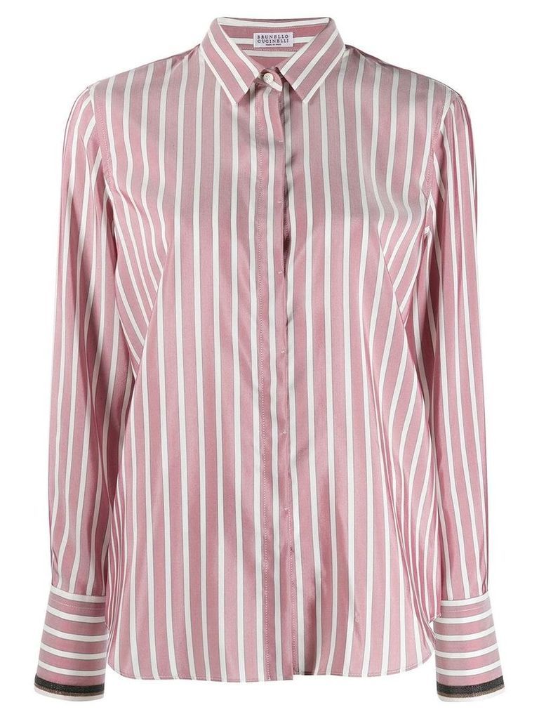 Brunello Cucinelli striped long-sleeve shirt - PINK