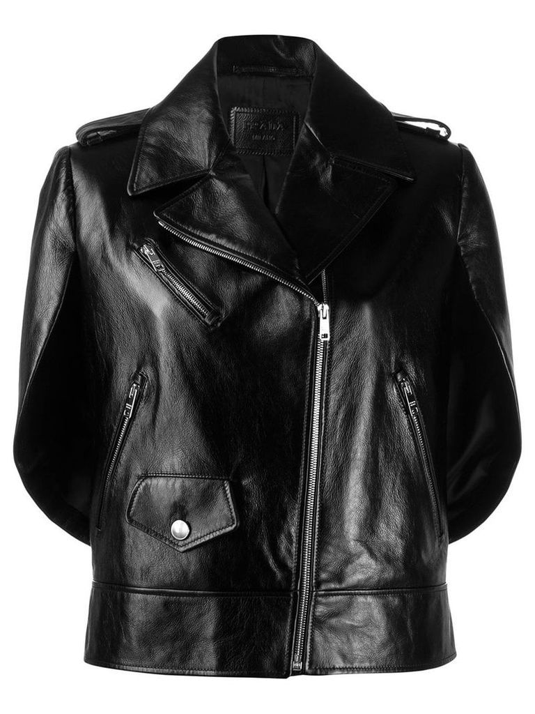 Prada hybrid cape-style biker jacket - Black