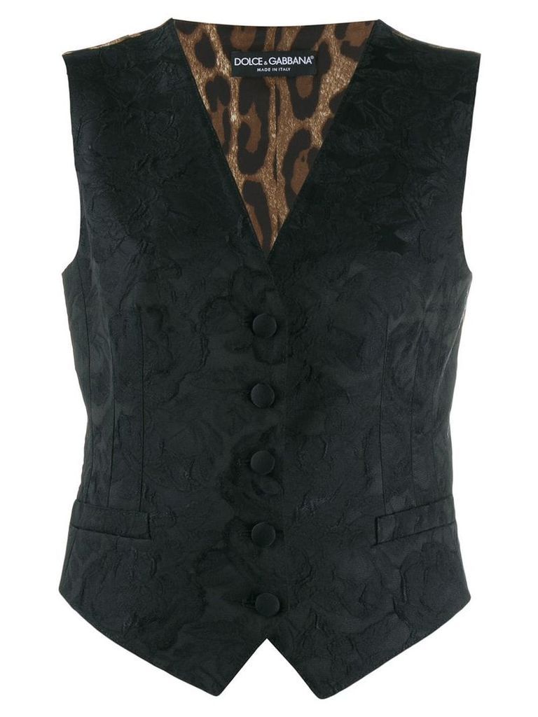 Dolce & Gabbana floral embroidered waistcoat - Black