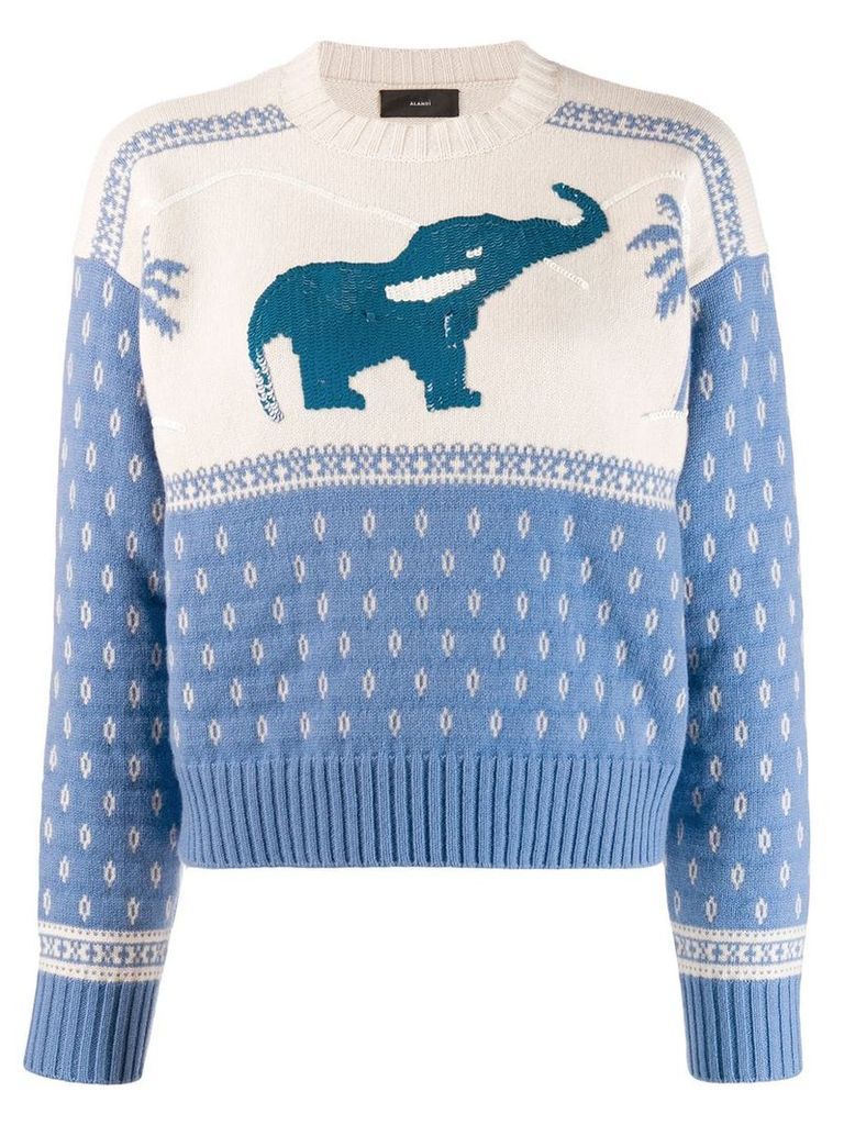 Alanui elephant knitted sweater - Blue