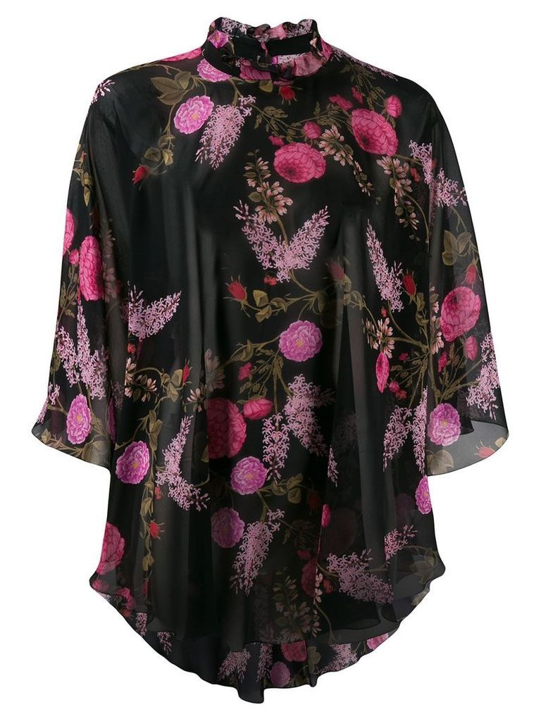 Giambattista Valli floral print silk top - Black