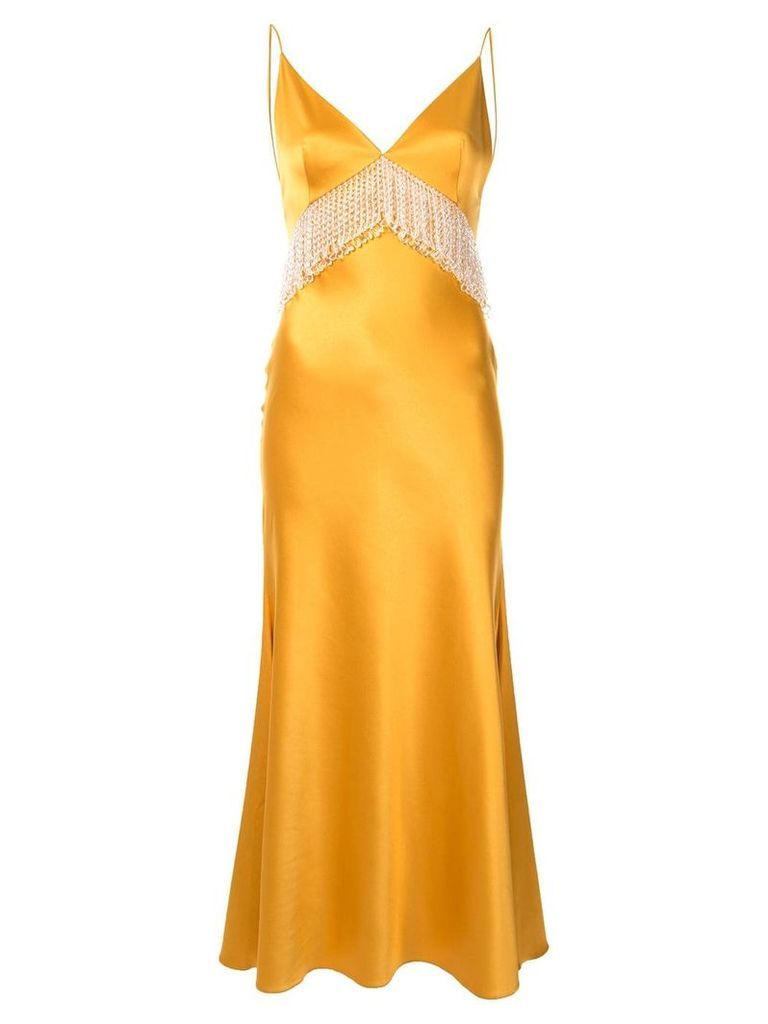 Dalood fringe-detail v-neck dress - Yellow