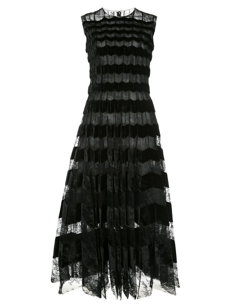 Oscar de la Renta velour panelled lace long dress - Black