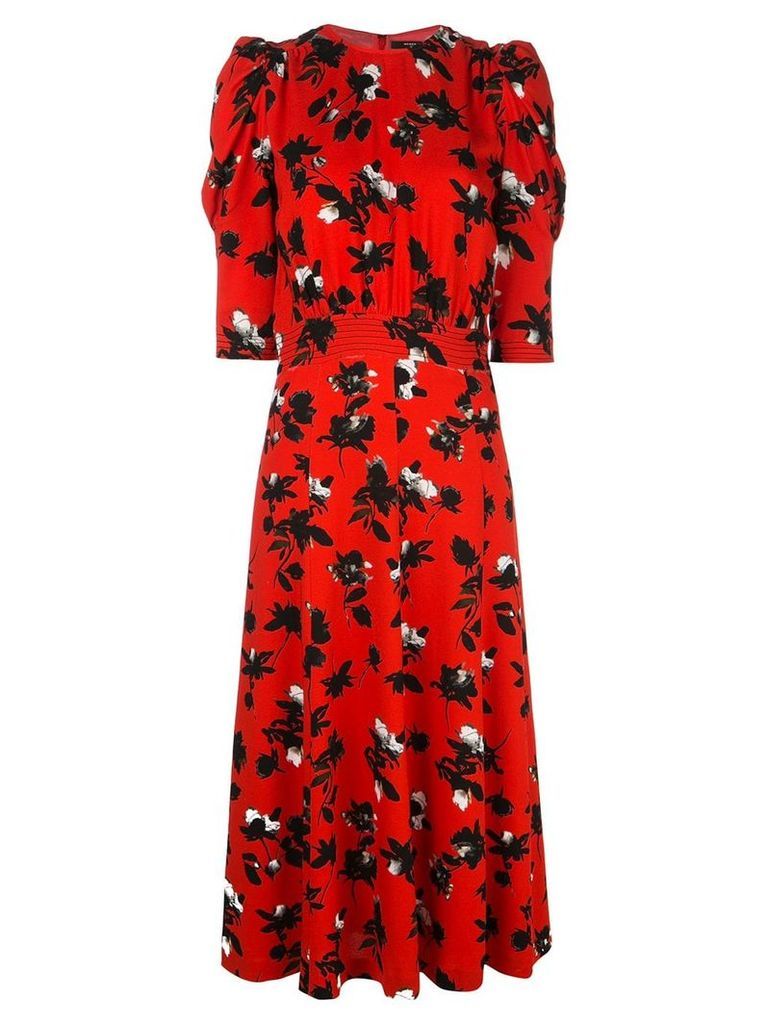 Derek Lam puff-sleeve floral-print dress - Red