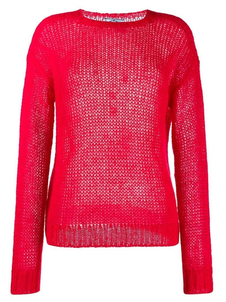 Prada ribbed crew neck knitted top - Red
