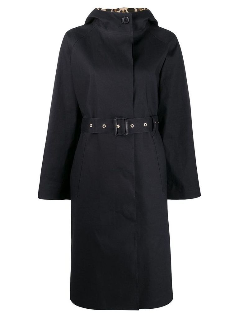 Mackintosh INVERURIE Black x Leopard Oversized Single Breasted Trench