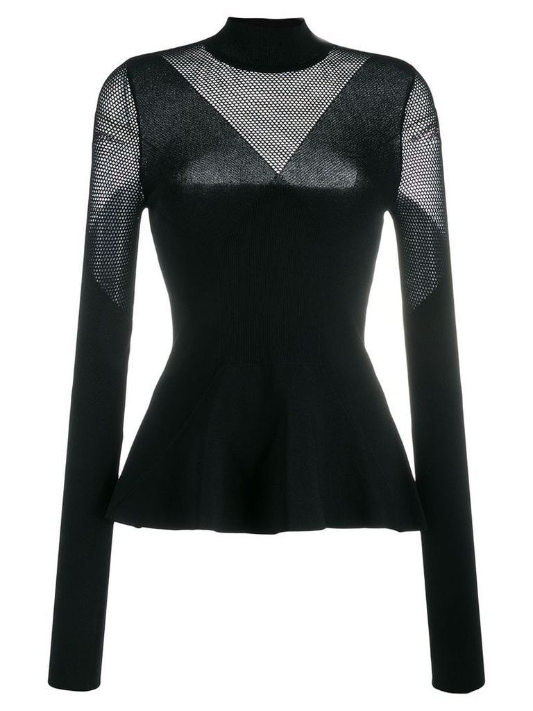 Karl Lagerfeld mesh panels knitted top - Black